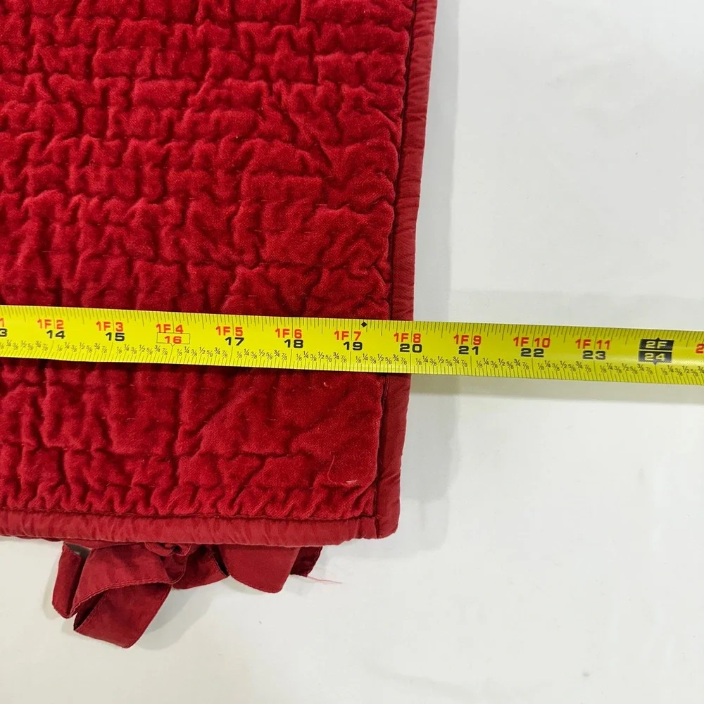Pottery Barn Habotai Silk Cotton Velvet Quilted Pillow Sham Standard Red Cottage